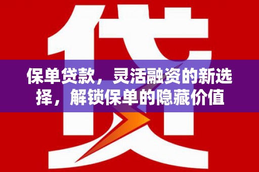 北港保单贷款，灵活融资的新选择，解锁保单的隐藏价值