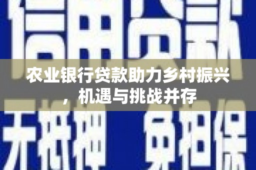 北港农业银行贷款助力乡村振兴，机遇与挑战并存